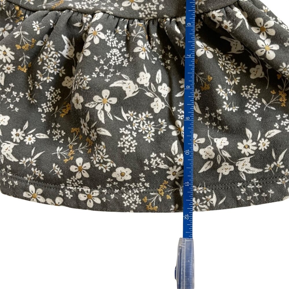 Carters 3M Baby Girl Floral Long Sleeve Dress Gray & White With Ruffles - Picture 4 of 6